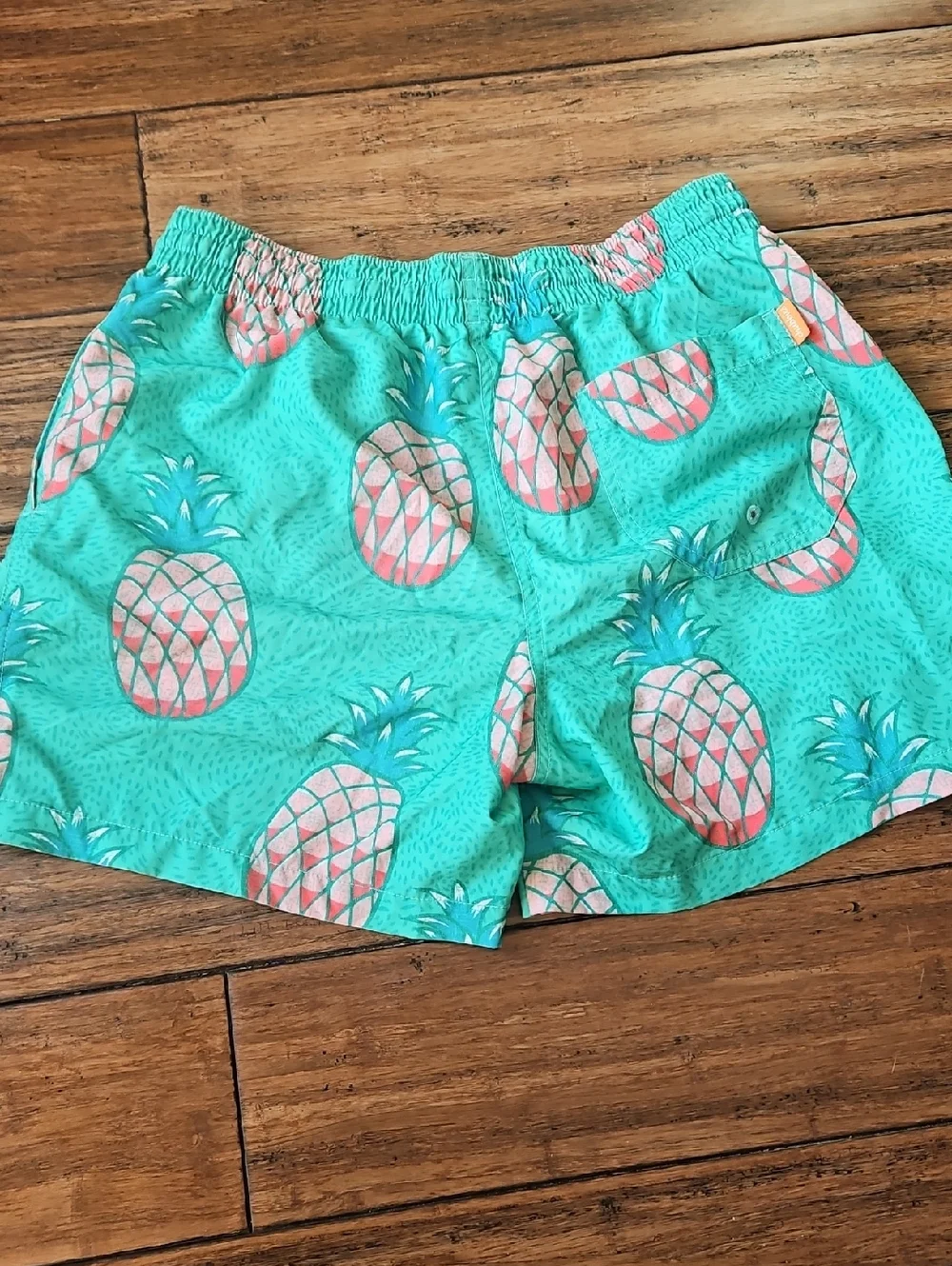 chubbies Turquoise Swim Shorts‎ with Coral Pineapples Medium